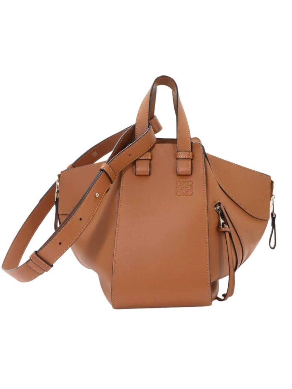 Loewe Hammock Small 2-Way Bag Leather Brown Silver